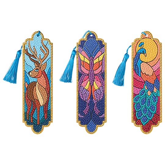 Stained Glass Animals 3-Piece Diamond Art Bookmark Kit by Make Market®